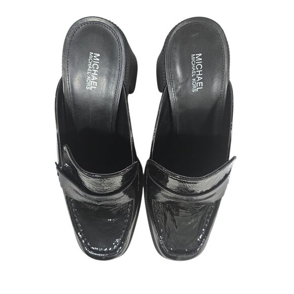 Michael Kors Black Patent Leather Platform Mules - Picture 2 of 6
